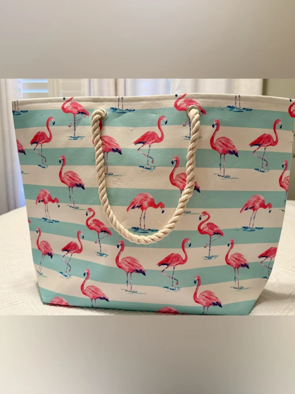 Tote bag - beach tote - flamingo - brand new w/ detached tags. 16”hx21”w - Picture 2 of 15